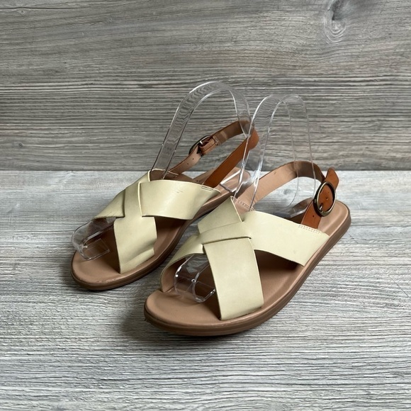 Cute criss cross Loft Irish cream and brown Missy adjustable buckle sandals sz 6 - Picture 1 of 7